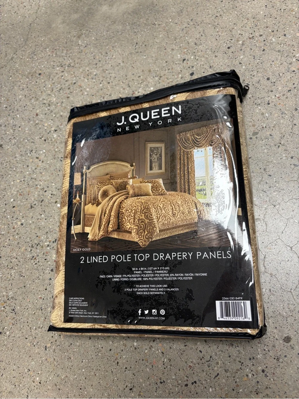 J. Queen New York 2 Lined Pole Top Drapery Panels - Gold